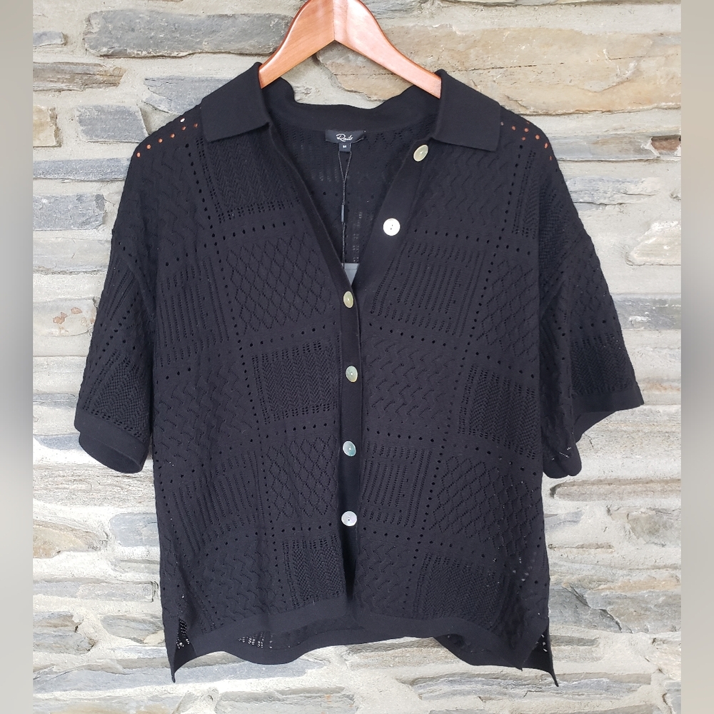 NWT Rails Clemente Buttondown Short Sleeve Black Medium